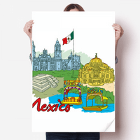Meksiko Kultura Zastava Poznate turističke spotove Graffiti naljepnica Dekoracija za naljepnice Playbill