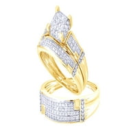 Carat Okrugli rez bijeli prirodni dijamantski vjenčani prsten za vjenčanje u 10K žuti zlatni prsten