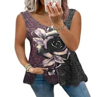 Ženske plus veličine bez rukava prsluk cvjetna od tiskane tunika Ljetna majica