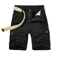 Zkozptok Teretne kratke hlače za muškarce Ljetne casual čvrsti džepovi sa čvrstim patentnim zatvaračem,