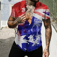 B91XZ Muška majica Dan neovisnosti Zastava 3D Štampano kardigan Ležerne prilike kratkih rukava Američka