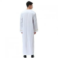 Muška muslimanska majica Print Kaftan islamski Royalty Dubai Robe O-izrez Dugi rukav Retro Tunike Abaya,
