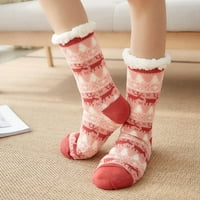 Rovga Božićne žene Pamučne čarape Ispiši debljine kat za klizanje Čarape za čarape za tepihe Udobne