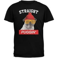 Ravna majica za odrasle crne puggin - X-velika