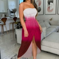 Žene plus veličina Ženska ljetna tiskana navlaka Duga haljina Plaža Split Dress Party Club haljina vruća ružičasta