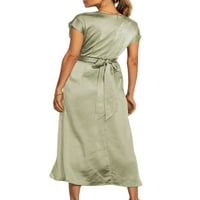 Luxplum žene midi haljina crew vratna zabava haljina s kratkim rukavima haljina jače večernja zelena