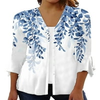 GLONME ženske bluze V izrez na vrhu rukava s rukavima dame casual pokrov za boemsku cvjetnu print tuniku