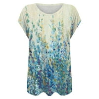Dyegold Ljetni vrhovi za žene, udobne cvjetne ispisne bluze za žene modne casual labave vrhove majice