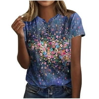 Caveitl ženske košulje, žene modne ležerne tiskarske košulje kratki rukav labav tee vrhovi V izrez bluza