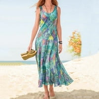 Modne maxi haljine za žene ljetne bez rukava Boho sundress casual ur duge haljine na plaži za odmor