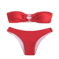 Ženski seksi obični bandeau crveni bikini setovi s