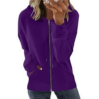 SHOMPORT Ženska casual pad zip up kapuljač jakna dugih rukava s kapuljačom sa džepom sa džepom