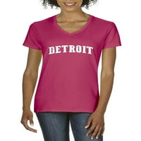 - Ženska majica s kratkim rukavima V-izrez - Detroit