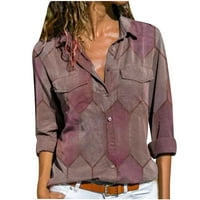 Bluze i majice s gumbima Ženske vrhove Smiješni ispis Kašika gumba dugme Dugi rukava