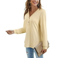 Ženski vrhovi labave rukav dugačak bolovni blok s bluzama V-izrez za ženska bluza dugih rukava ženske