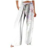 Ljetne hlače Žene tiskane široke pantalone za noge crtež plus veličine Hlače visoke struke Ležerne prilike