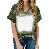 Mikilon ženske vrhove Ženska modna casual labava bluza Tiy-dye tiskanje s majicama majica bluza tisak