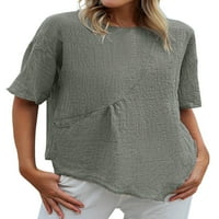 Kapreze Ženske obične ljetne vrhove Vintage Crew izrez pulover boemske tucijske majice bluza od pune boje majica