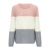 Pergeaug džemperi za žene Dame Trend Boja podudaranje slatkih okruglih džemper sa zglobovima Pink 2xl