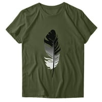 Ženski vrhovi Žene Ležerne prilike za ispis kratkog rukava Labava majica Bluza Vojska zelena S