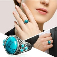 Hanxiulin modni prstenovi kreativni poklon etnički vjetar retro imitacija tirkizne par zvoni muškarci i žene prsten za prsten