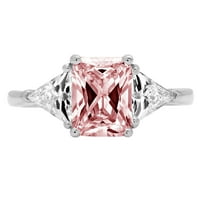 2.82ct smaragdni rez ružičasti simulirani dijamant 18k bijelo zlato graviranje izjava godišnjica Angažman