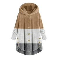 Dugme za žene plus veličine plišani vrhovi kapuljača sa kapuljačom labav kardigan vuna kaput zimska