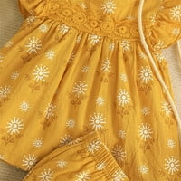 Djevojčica Ljetna odjeća Todler Toddler odijelo Suncokret cvjetni print Flying rukav kratki rukav Elastični