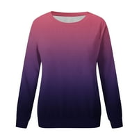 Duks za žene Crewneck pulover dugih rukava na vrhu casual boja blok čvrsta lagana labava majica tunika