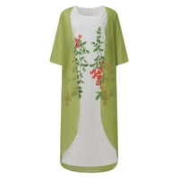 Haljine za žene bez rukava Mini srednje duljine ležerne ljetne okrugle dekolte čipke Green M