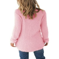 Dame Jumper vrhovi dugih rukava pulover punog boja Duksera ubojci Loongewear Light Pink m