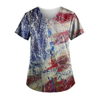 B91XZ Womens Ljetne košulje Nova nezavisnost Dan za odmor Digitalni tisak Ženski V izrez 3D Print Velike
