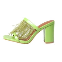 Ženske sandale Chunky visoke pete perje seksi ljetne papuče Ležerne prilike fluorescentne zelene cipele