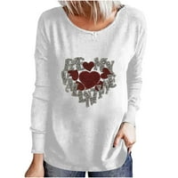 Zimska ušteda moju majice za žene za žene Ležerne prilike dugih rukava Rhinestone Heart Love Graphic