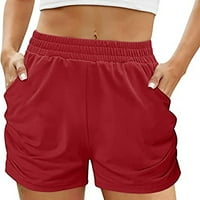 Ženske kratke hlače Ležerne ljetne atletske kratke hlače Čvrsta boja elastične udobne kratke hlače High Shars Hratke modna odjeća crvena veličina 2xl