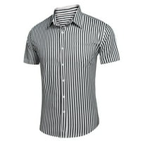 Awdenio Muške sportove Brze suhe košulje Prodaja Men Ležerne prilike, gumb Lapel Striped Džepni bluza