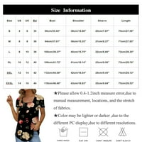 Ženski vrhovi ženski modni casual kvadratni vrat cvjetni ispis majica kratkih rukava