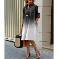 Clearsance Ljetne haljine za ženska rukava od tiskane ležerne duljine koljena A-line V-izrez haljina