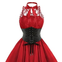 Zunfeo haljine za žene Vintage Gothic Steampunk čipka pufna haljina Carstvena struka Pleased Mesh Hallo-Ween