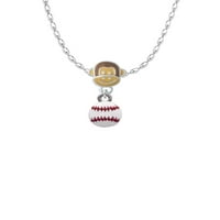 Delight nakit silvertone mini bijeli bejzbol - ogrlica od mankenke mankenke