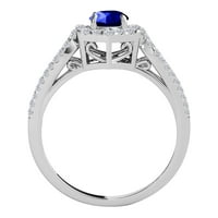 Aonejewelry 1. Carat TTW Halo Tanzanite i dijamantski zaručnički prsten izrađen u 14K čvrsto bijelom