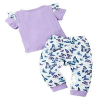 PBAEM novorođenčad novorođene djevojke Ljetne kratke rukave pamučne hlače Leptir Jumper Outfit set