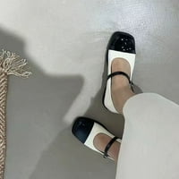 CacommAmrk Pi ženske cipele stanovi za čišćenje okruglih nožnih prstiju kontrast male kožne vodootporne
