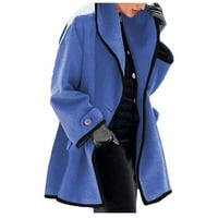 Zimska jakna za žene - tresere na dugim rukavima modna casual jakna kardigan čvrsta jakna plava
