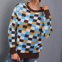 Pedort Prevelizirani džemperi za žene Trendy batwing rukav s rebrastim pletenim pulover džemper plavi, l