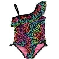 Ograničeno previše gepard Ispiši jedan kupaći kostim s ruffle trim ružičastom 6x
