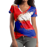 Patriotska majica 4. jula za žene američke zastave V izrez kratkih rukava SAD Outfit Top
