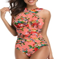 Voguele S-3XL Žene cvjetni jednodijelni kupaći kostimi Control kupaći kostimi Halterneck Beachwear kupaći
