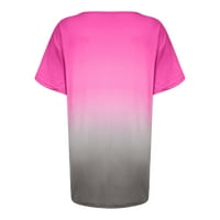 Žene Ljeto vrhovi ženski labavi okrugli izrez Bluze kratkih rukava Grafički otisci Tuničke majice Pink