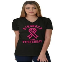 Jači od jučerskog raka dojke V rect majica majica za žene bristične marke 2x